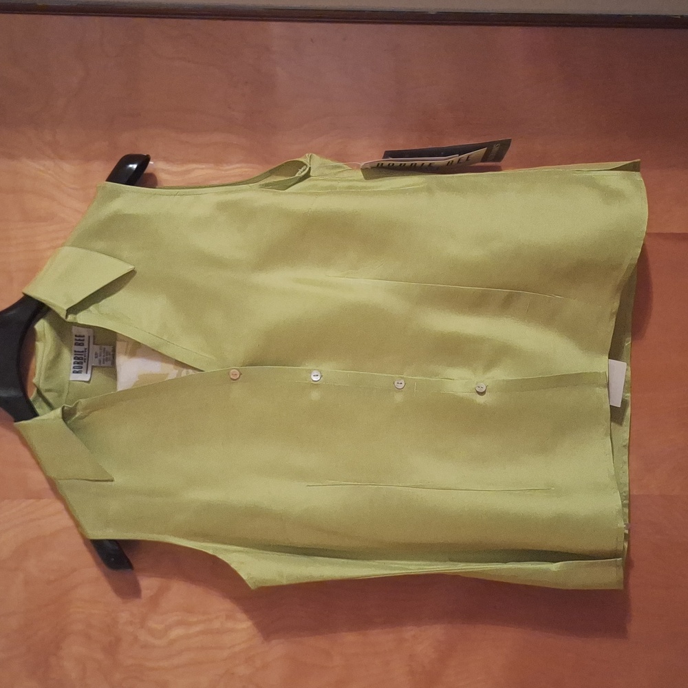 Robbie Bee Petite 10P 2PC Set Lime/ Floral 100% Natural Silk Vintage NWT